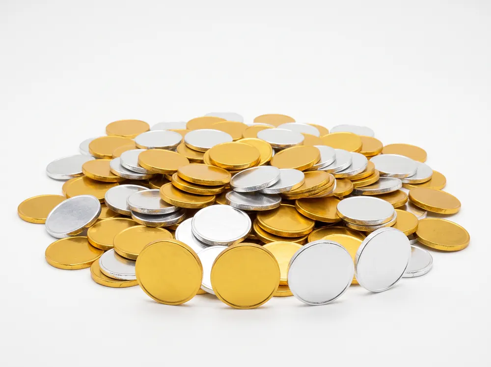 Foil-Wrapped Chocolate Coins — wholesale case